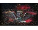 Gilded wood and bog matter on linen, 15 in. x 27 in., 1994