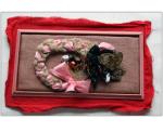 Hair wreath, gilded chili peppers on burlap and linen. 22 in. x 15 in. x 6 in., 1994