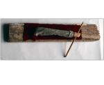 Wood, lace, velvet.  5 in. x 15 in., 2006.